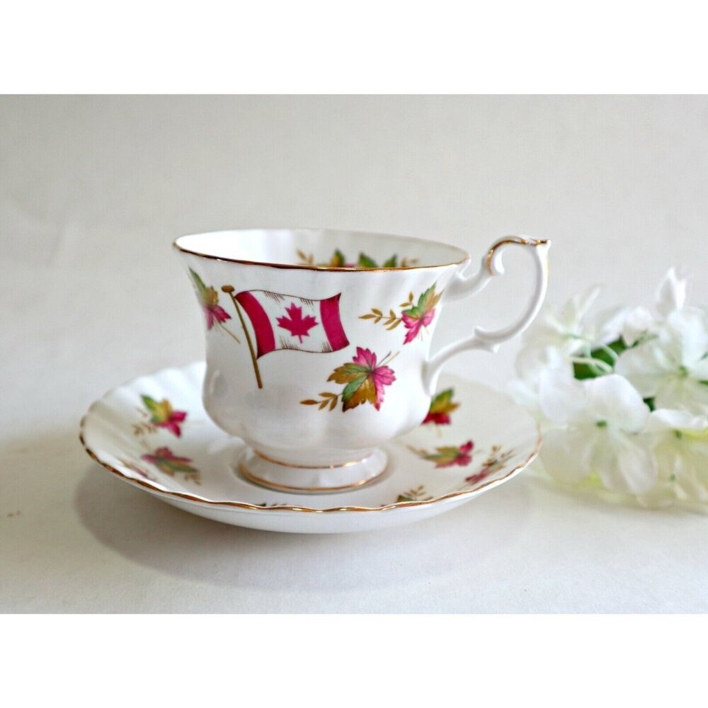 COPY - Vintage Teacup and Saucer Royal Albert Tea Cup Canada Maple Leaf Canada